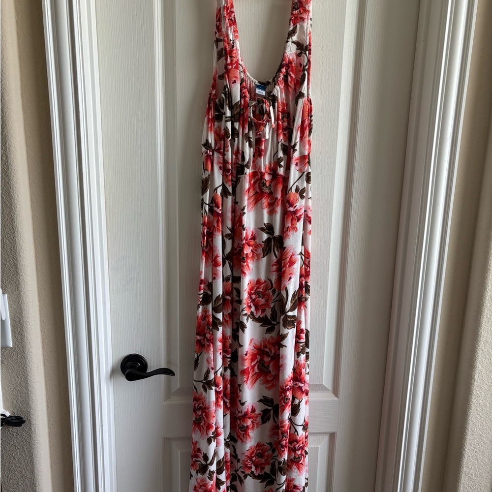 Old Navy Floral Maxi Dress - Red, White and brown
